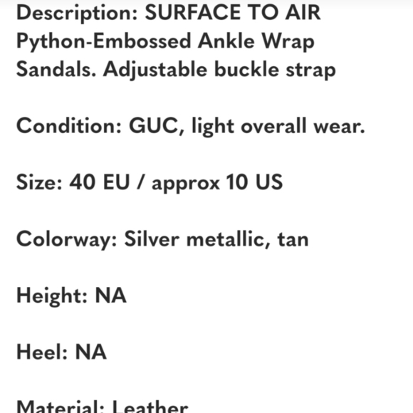 SURFACE TO AIR Python Embossed Ankle Wrap Flat Sandal Size 40 EU or US 10 - Picture 8 of 8